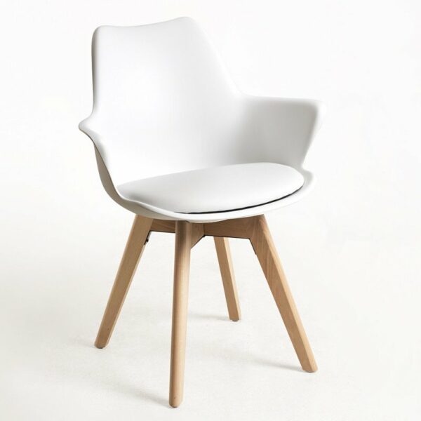 Chaise NAIDA au design moderne avec cadre blanc et cuir synthétique. Confortable