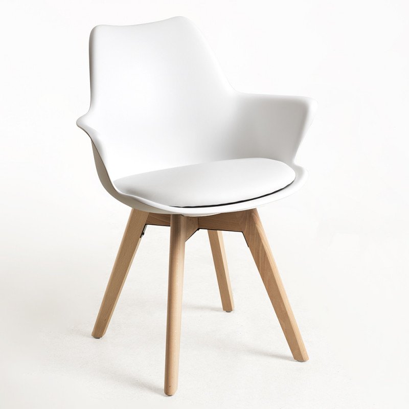 Chaise NAIDA au design moderne avec cadre blanc et cuir synthétique. Confortable