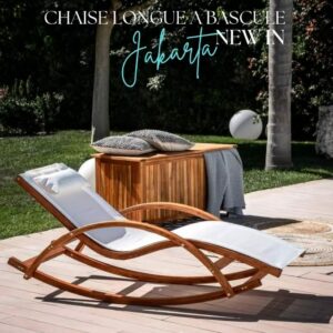 Chaise longue à bascule Jakarta en bois