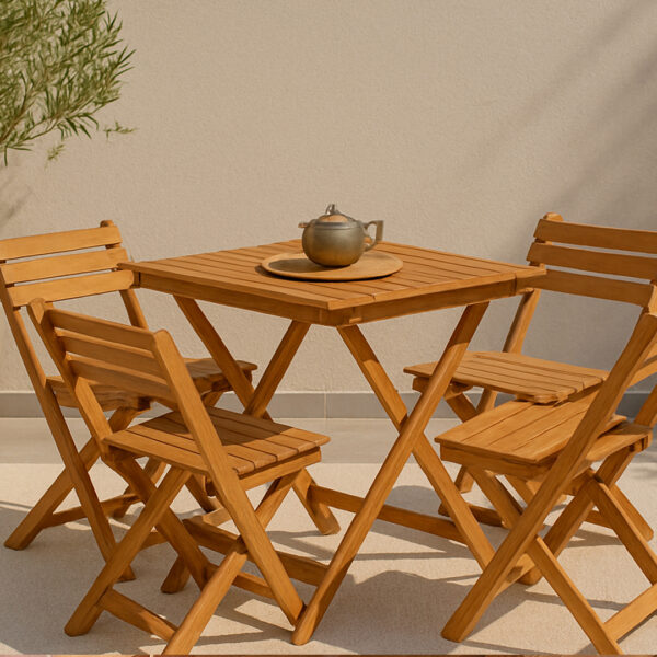 table et 4 chaises en bois